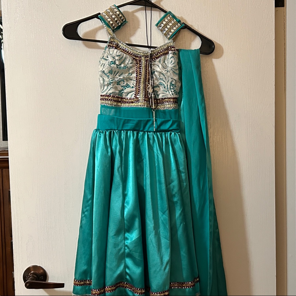 Weissman Teal and White Kids Dance Costume (Egyptian dance routine)